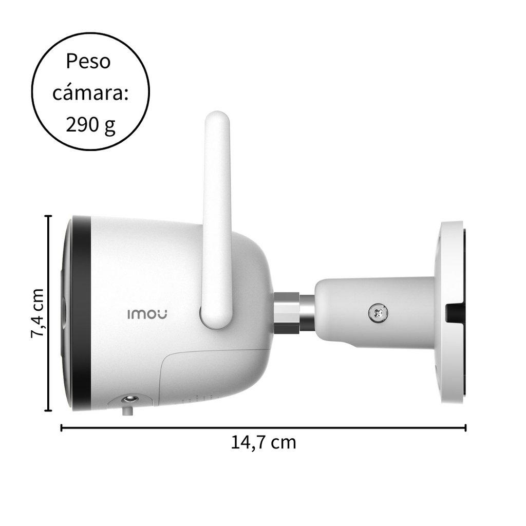 Cámara de Seguridad Tipo Bala IP WiFi 3MP para Exteriores, Visión Nocturna 30m, Detección de Humanos y Vehículos, Disuasión Activa – IMOU Bullet 3 (IPC-S3EN-3M0WE)