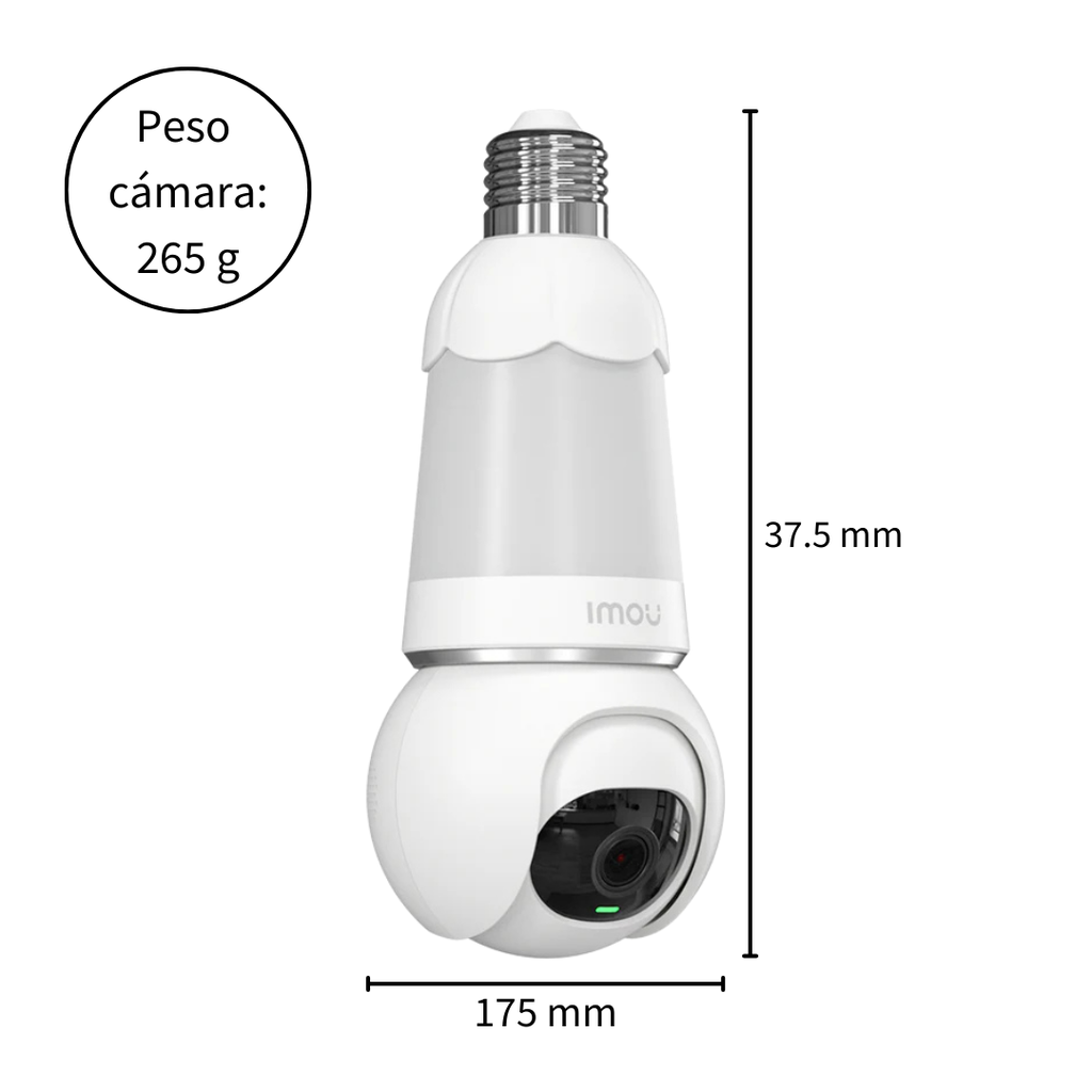 Cámara Bombillo IP WiFi Robótica 360, Visión Nocturna 25m, Audio Bidireccional y Resistencia a la Intemperie – IMOU Bulb Cam (IPC-S6DN-5M0WEB)