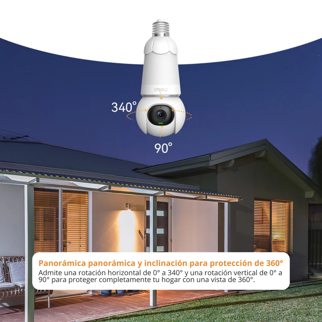  Cámara Bombillo Wifi Pt Robótica Inteligente 3mp Rotación 360, Visión Nocturna 30m, Audio Bidireccional y Resistencia IP66 – IMOU Bulb Cam (IPC-S6DN-3M0WEB)