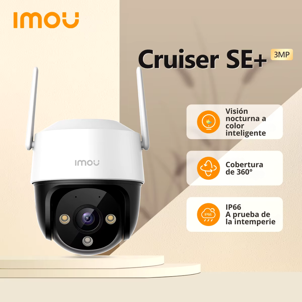 Cámara de Seguridad IP WiFi 3MP para Exteriores, Seguimiento Automático, Visión Nocturna 30m y Disuasión Activa – IMOU Cruiser SE+ (IPC-K7CN-3H1WE)