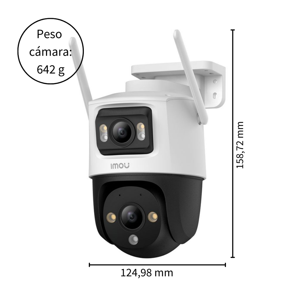Cámara de Seguridad IP WiFi Dual 5mp + 5mp para Exteriores, Cobertura 360° Doble lente, Visión Nocturna en Color y Disuasión Activa – IMOU Cruiser Dual (IPC-S7XN-10M0WED)