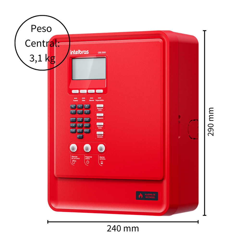 Central de Alarma Contra Incendios Direccionable con Capacidad para 500 Dispositivos, Interconexión de Centrales y Operación Remota - CIE 2500 Intelbras