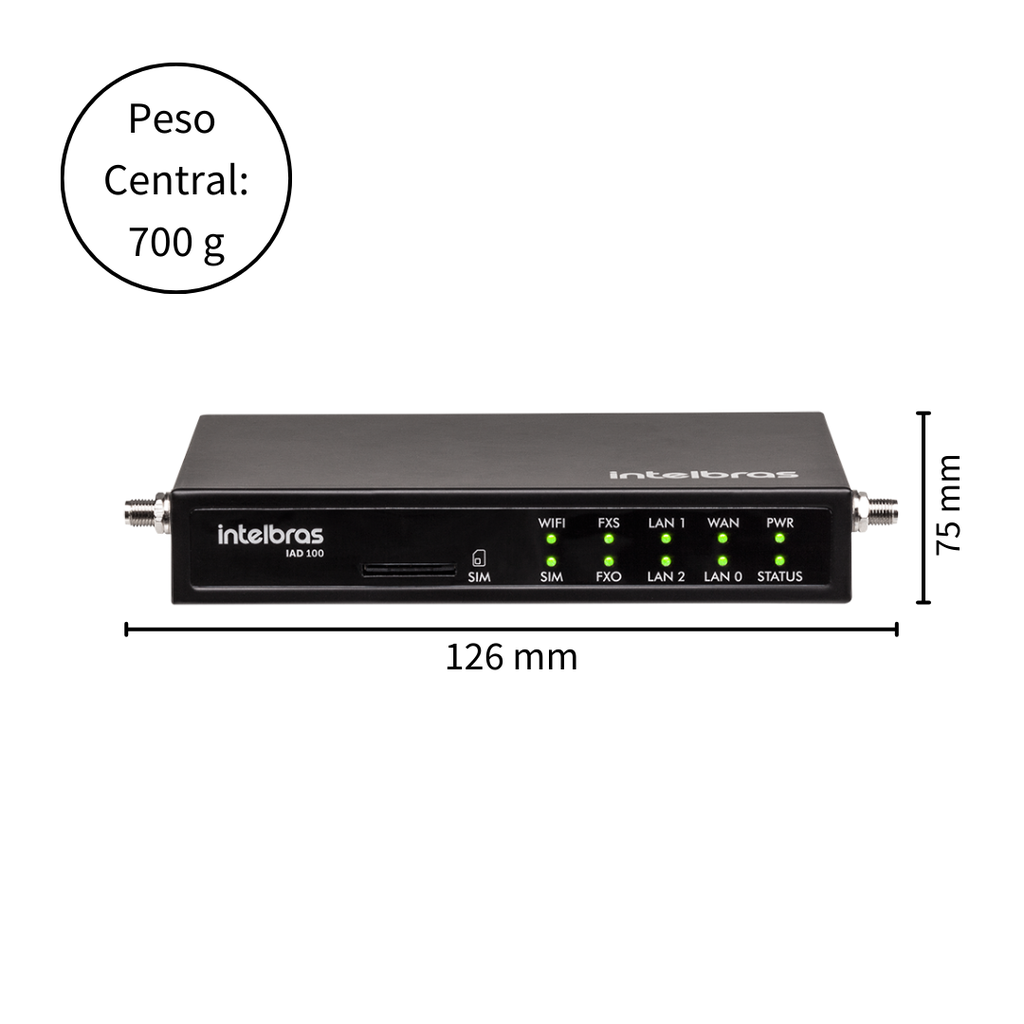 Central Telefónica IP con Capacidad para 32 Extensiones y 9 Llamadas Simultáneas, Función de Enrutador Wi-Fi y Conexión 4G - IAD 100 Intelbras