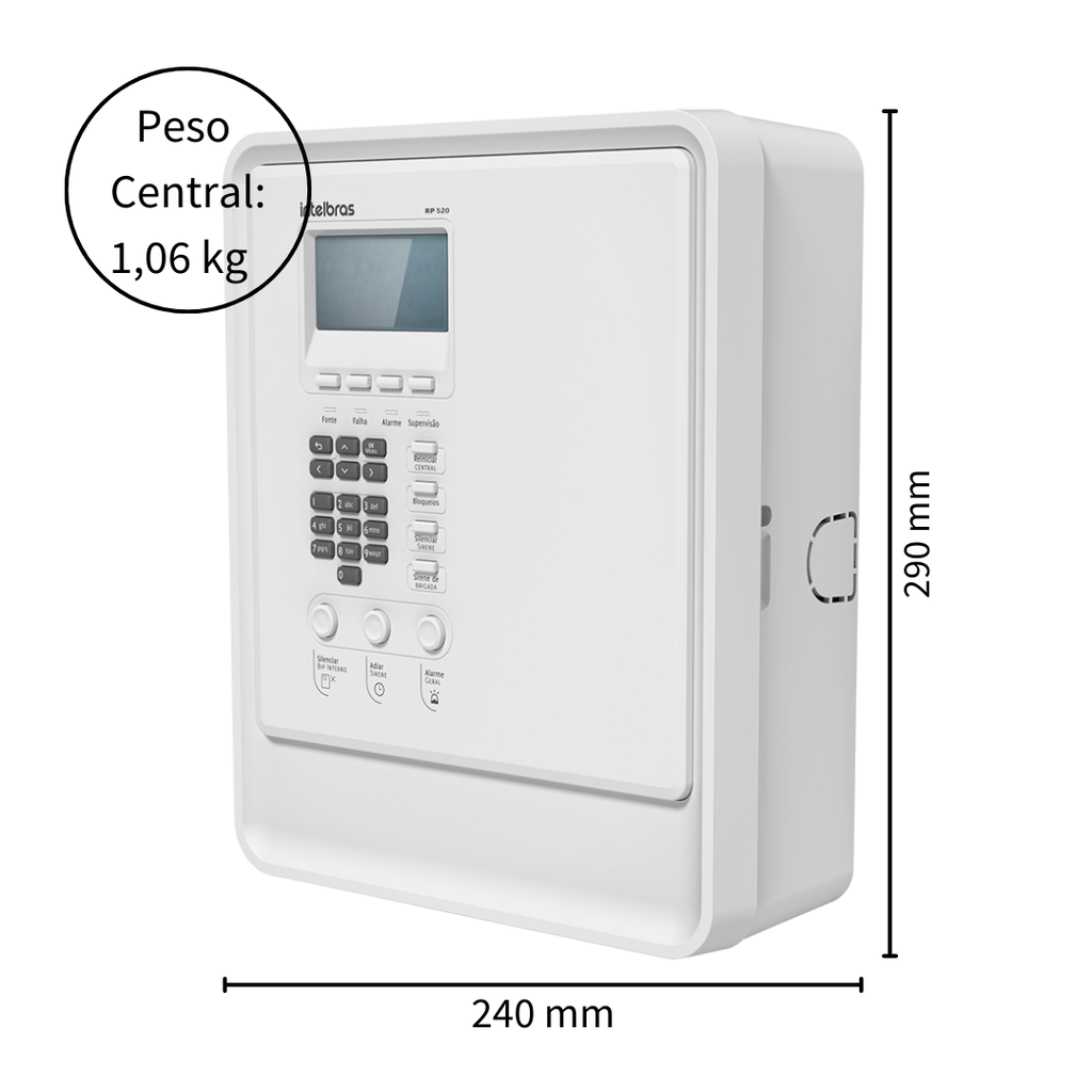 Repetidor para Centrales de Alarma Contra Incendios con Compatibilidad Amplia, Protección Contra Sobretensiones, Ideal para edificios - RP 520 Intelbras