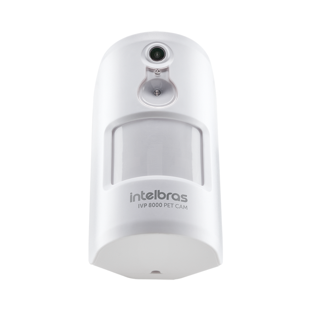 Sensor de Movimiento Infrarrojo con Cámara Integrada, Función PET e Inmunidad a Mascotas de Hasta 20 kg - IVP 8000 PET CAM Intelbras
