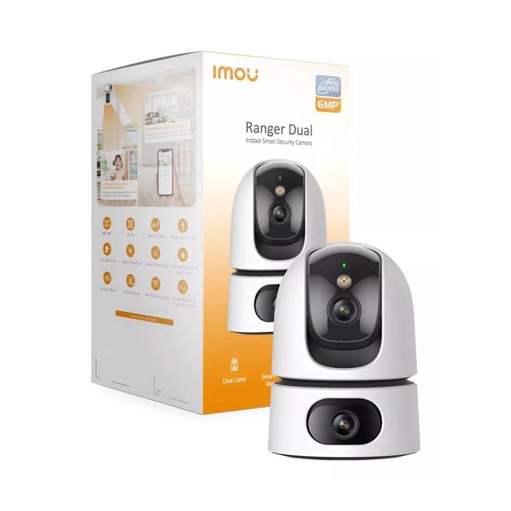 Cámara de Seguridad Dual con Resolución de 10 MP, Visión Nocturna para Interiores y Exteriores y Detección Inteligente - Ranger Dual IPC-S2XN-10M0WED Imou