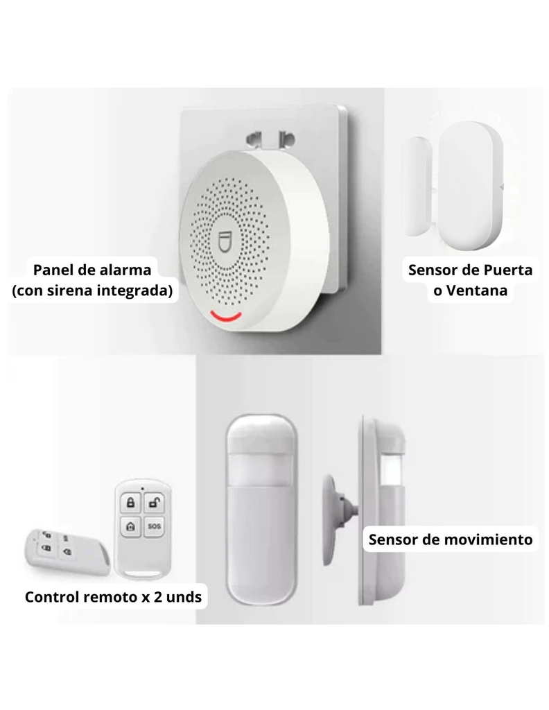 Kit Alarma Wifi Inteligente para el Hogar Tuya Smart con Control desde el Celular