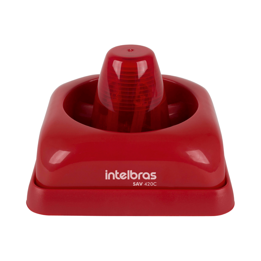 [SAV 420C] Señalizador Audiovisual Convencional con Sirena de >90 dB, Baliza LED y Compatibilidad 12-24 Vdc - SAV 420C Intelbras