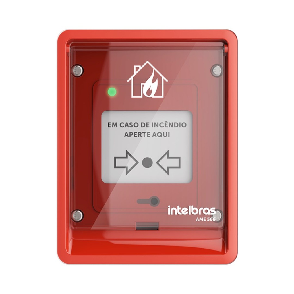 Pulsador Manual Direccionable con Grado de Protección IP66, Indicadores LED y Diseño Rearmable - AME 566 Intelbras