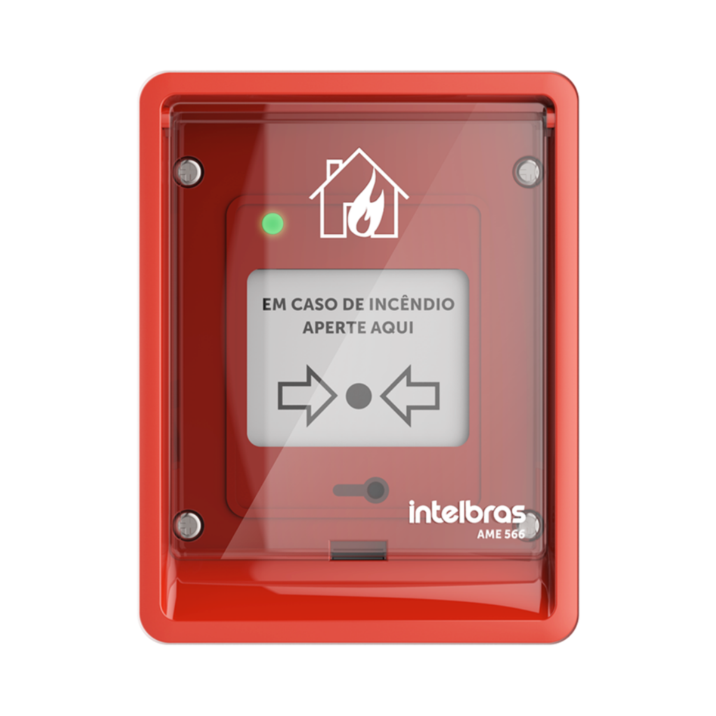 Pulsador Manual Direccionable con Grado de Protección IP66, Indicadores LED y Diseño Rearmable - AME 566 Intelbras