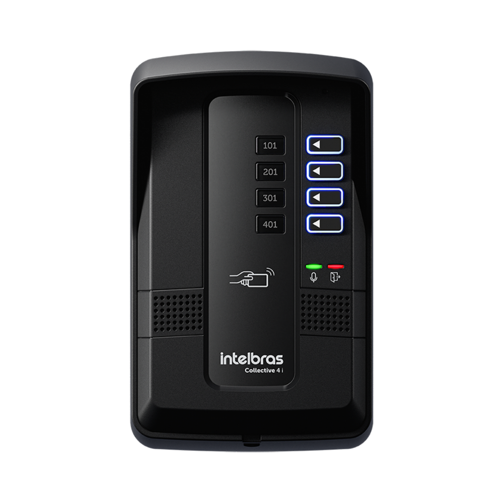[COLLECTIVE 4] Central Colectiva de Portería con Intercomunicación para 4 Apartamentos, Control de Acceso RFID y Entradas Auxiliares - Collective 4 Intelbras