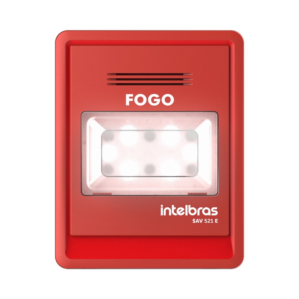[SAV 521E] Señalizador Audiovisual Direccionable con Alerta Sonora de 90 dB/m, LEDs de Alto Brillo y Configuración Flexible - SAV 521E Intelbras