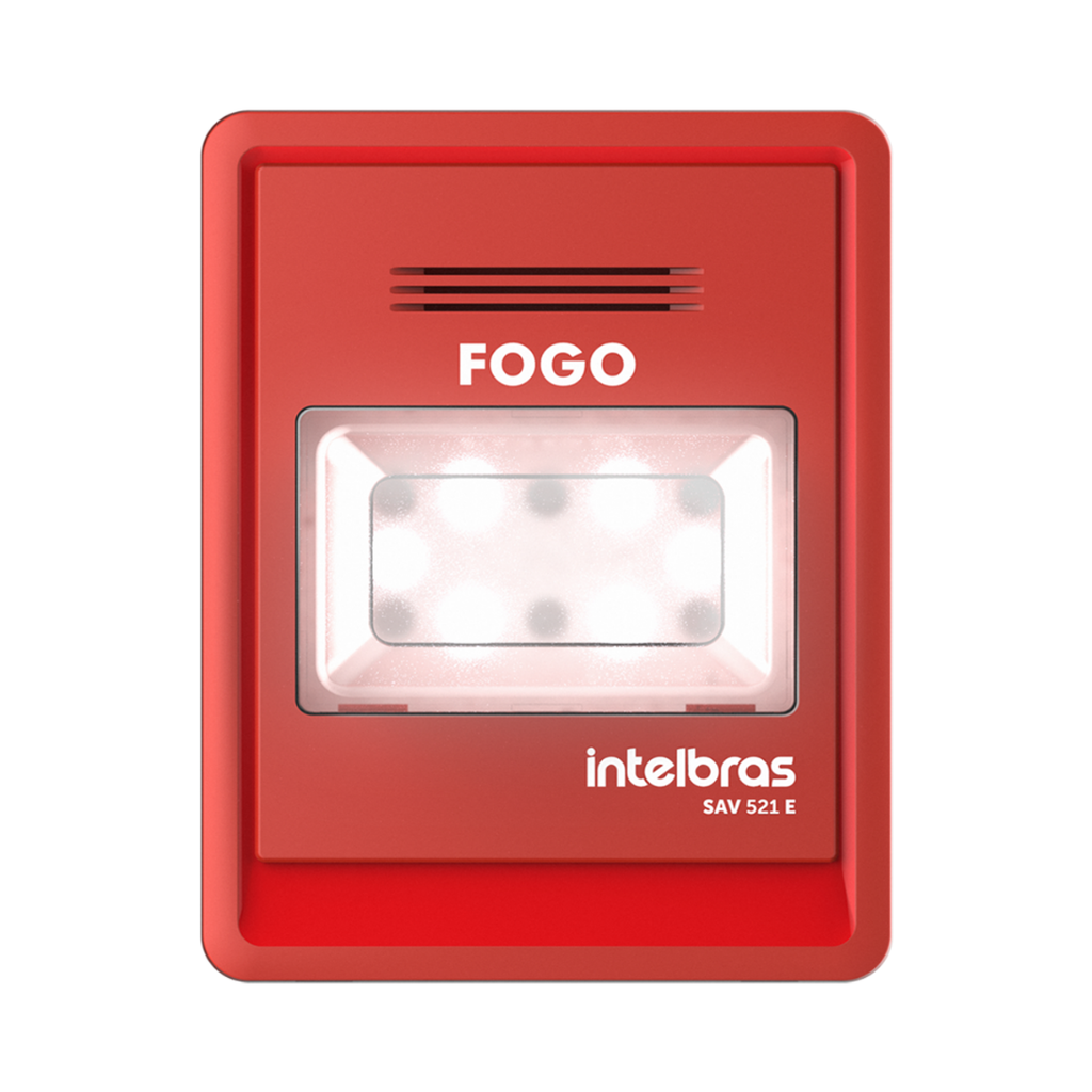 [SAV 521E] Señalizador Audiovisual Direccionable con Alerta Sonora de 90 dB/m, LEDs de Alto Brillo y Configuración Flexible - SAV 521E Intelbras