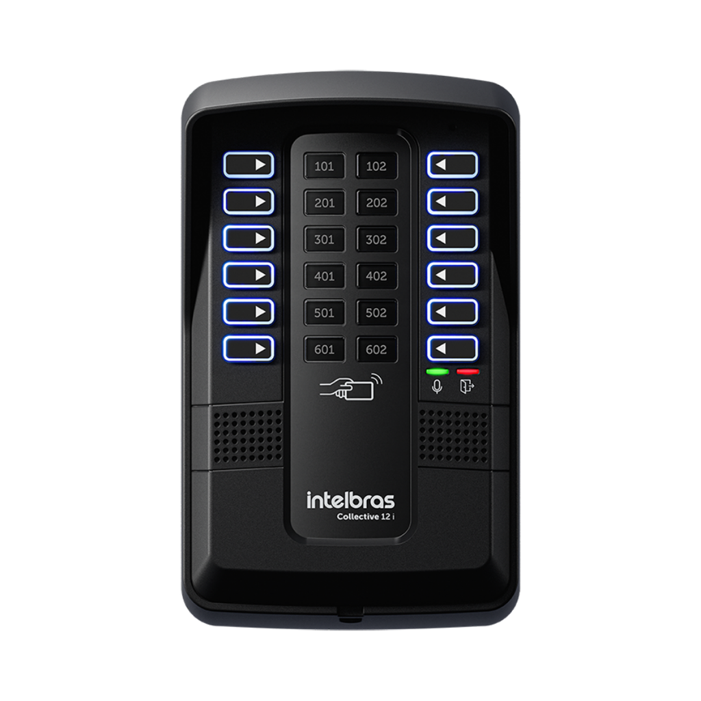 Central de citofonía colectiva, 20 botones para comunicación directa con los módulos internos (extensiones), lector de proximidad RFID (Mifare) para apertura de cerradura, Instalación directa a la red AC (100 – 240 V automático), Altavoz Half dúplex, llamadas entre extensiones. Compatible con terminal TDMI 300  y TP 2000	  (copia)