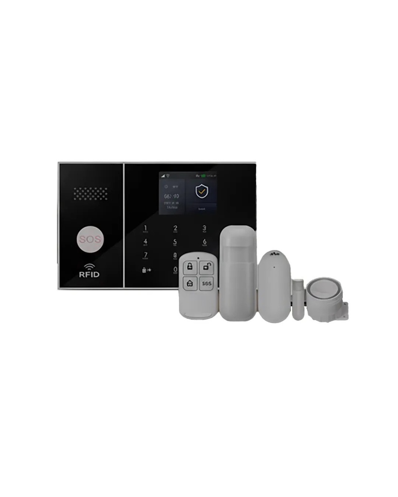 [SR-ALAR-4G8] Kit de Alarma WIFI + GSM/4G con App Tuya Smart, Alertas al Celular, PIR y Sirena 110 dB | Ref. SR-ALAR-4G8