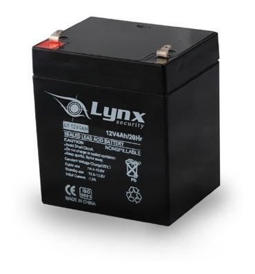 [LY-12V4AH] Batería Seca Recargable de Respaldo de 12V y 4Ah, Diseño Sellado y Libre de Mantenimiento para Sistemas de Seguridad - LY-12V4AH Lynx Security